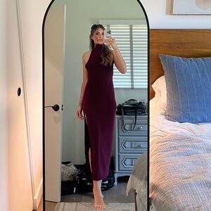 Norma Kamali x revolve turtle halter side slit in plum